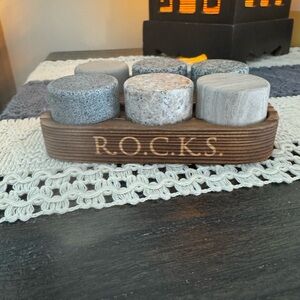 Rocks Brand 6 Whiskey Chilling Granite Stones With Wood Holder